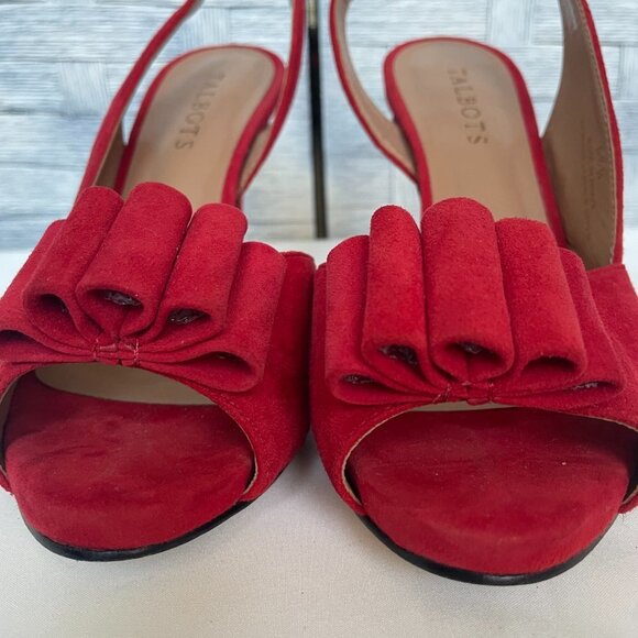 Talbots Red Suede Slingback Peep Toe Heels Women Size 6.5B - Picture 5 of 8